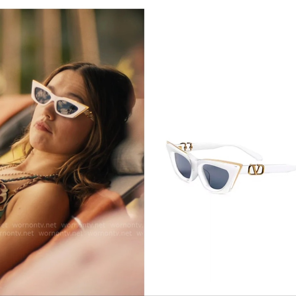 Valentino Cat Eye Stylish White and Gold Sunglasses